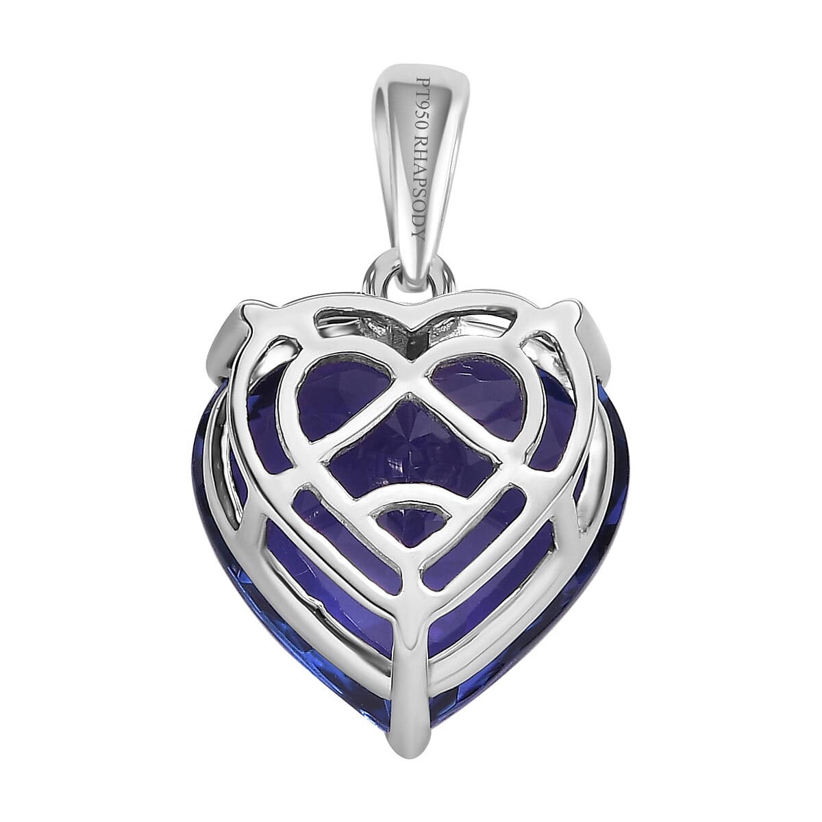 950 Platinum AAAA Tanzanite Heart Pendant 6.12 Ct