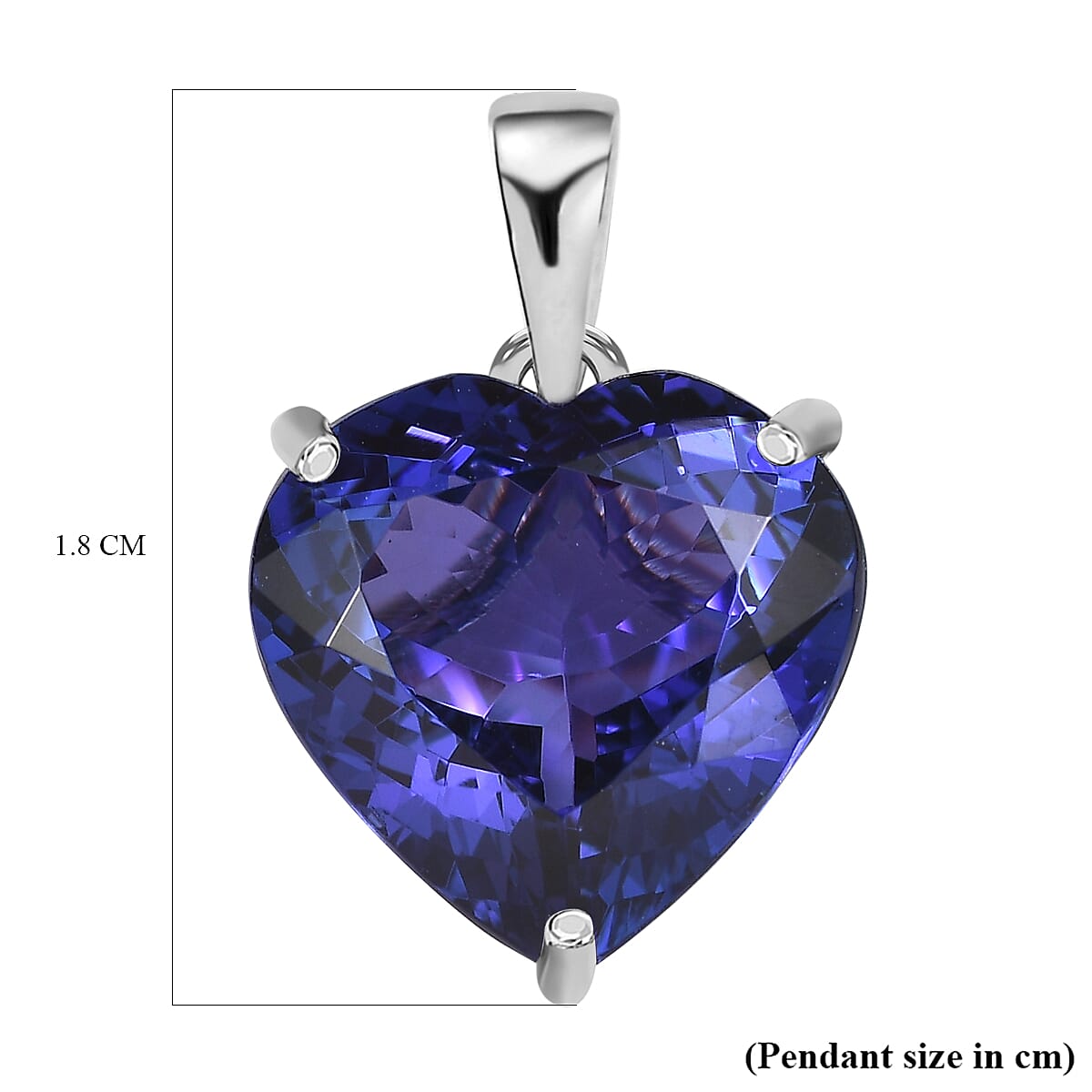 950 Platinum AAAA Tanzanite Heart Pendant 6.12 Ct