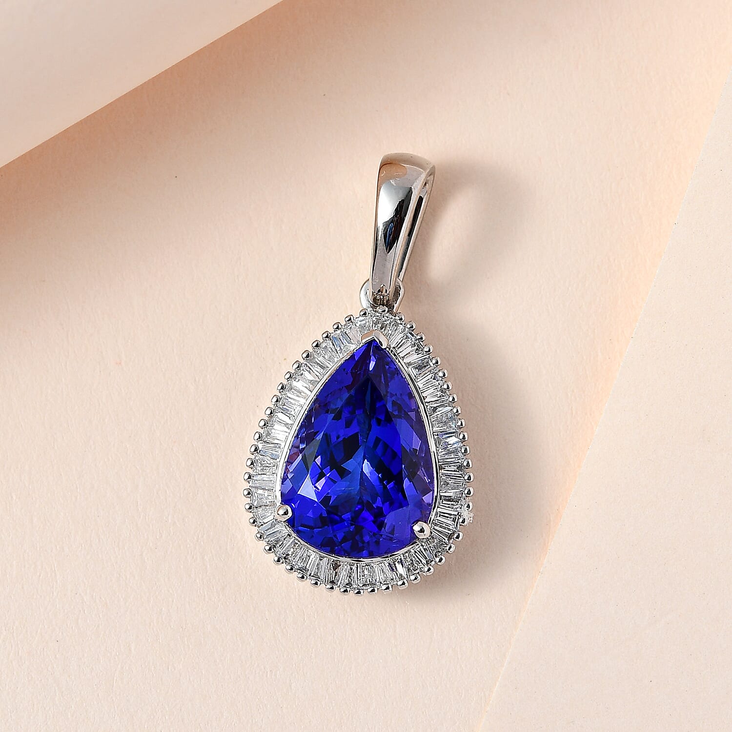 RHAPSODY 950 Platinum AAAA Tanzanite & Diamond Pendant 6.31 Ct.