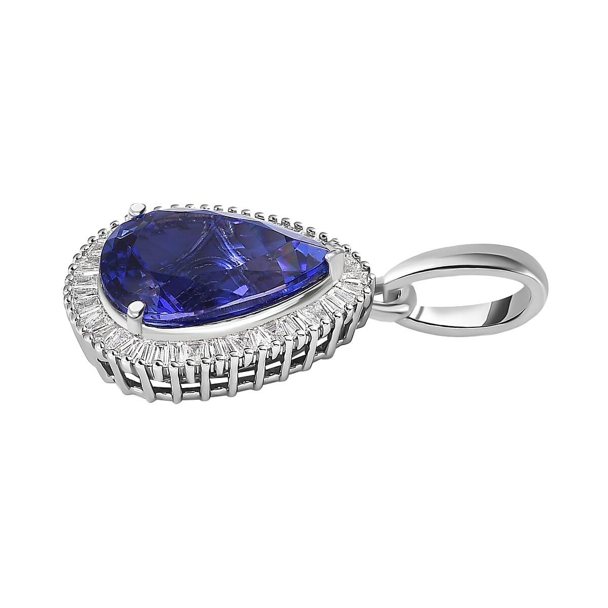 RHAPSODY 950 Platinum AAAA Tanzanite & Diamond Pendant 6.31 Ct.