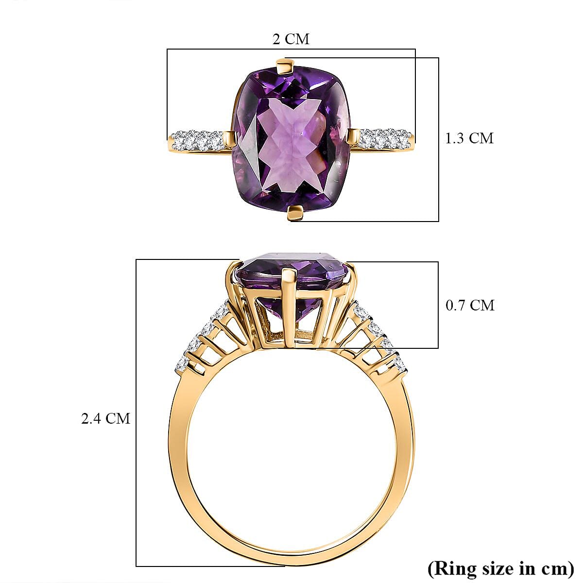 9K Yellow Gold Mashamba Amethyst and Moissanite Solitaire Ring 3.86 Ct.