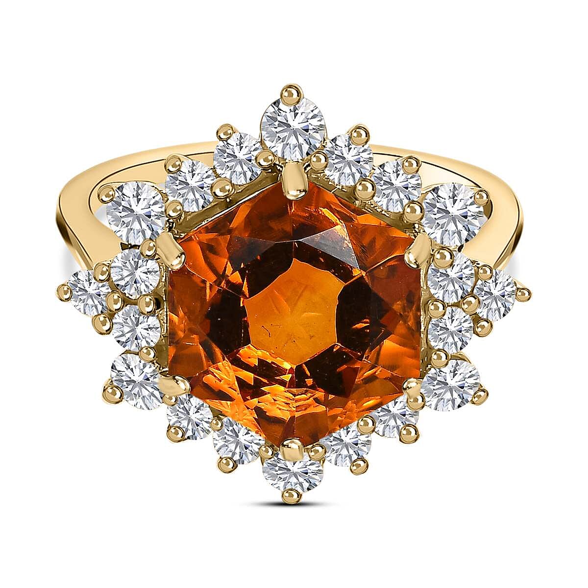 9K Yellow Gold Serra Gaucha Citrine and Moissanite Ring 3.77 Ct.
