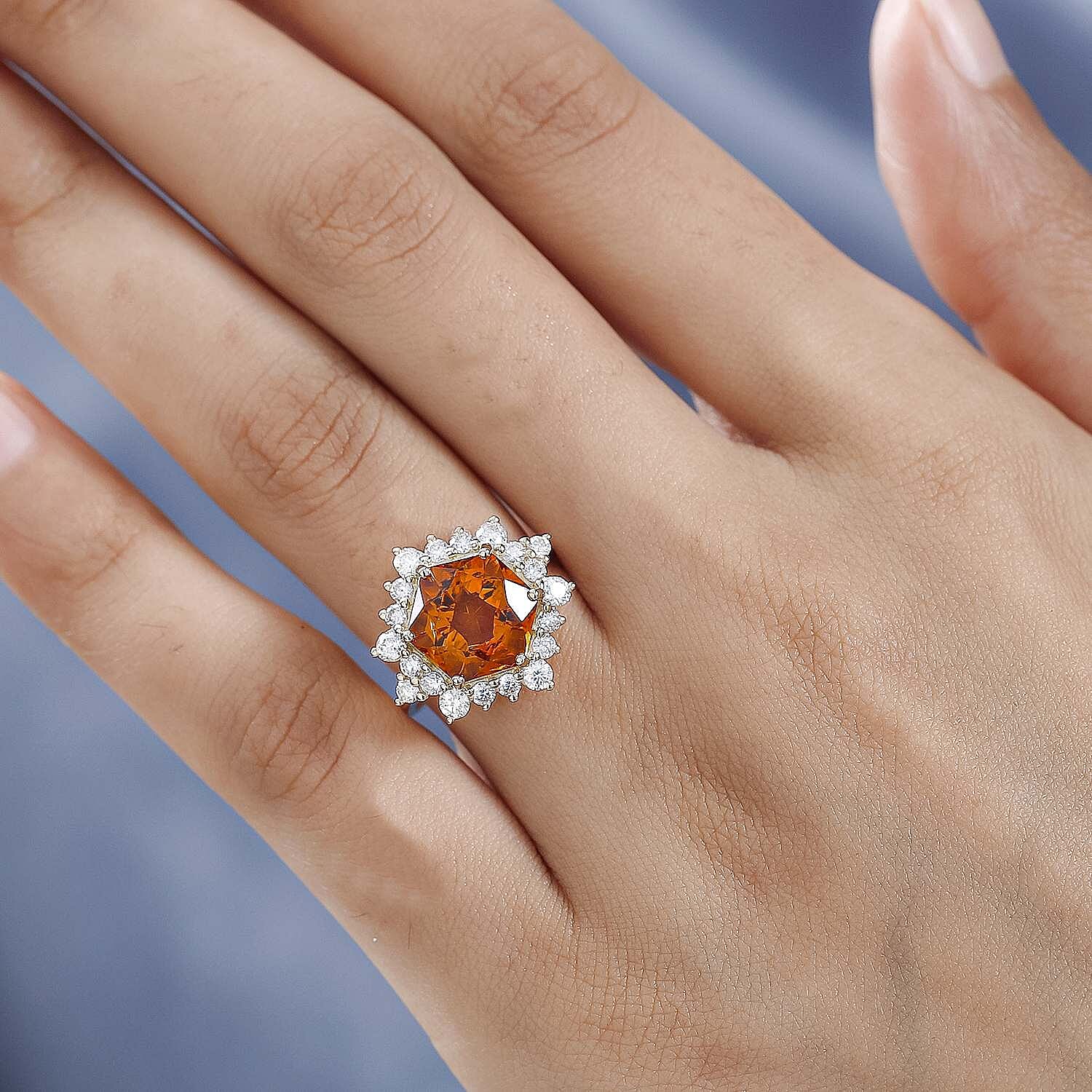 9K Yellow Gold Serra Gaucha Citrine and Moissanite Ring 3.77 Ct.