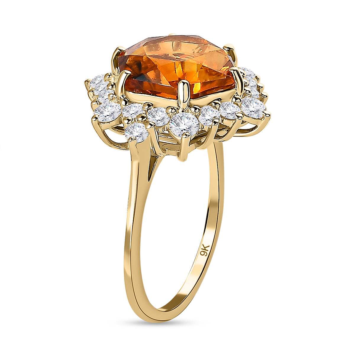 9K Yellow Gold Serra Gaucha Citrine and Moissanite Ring 3.77 Ct.