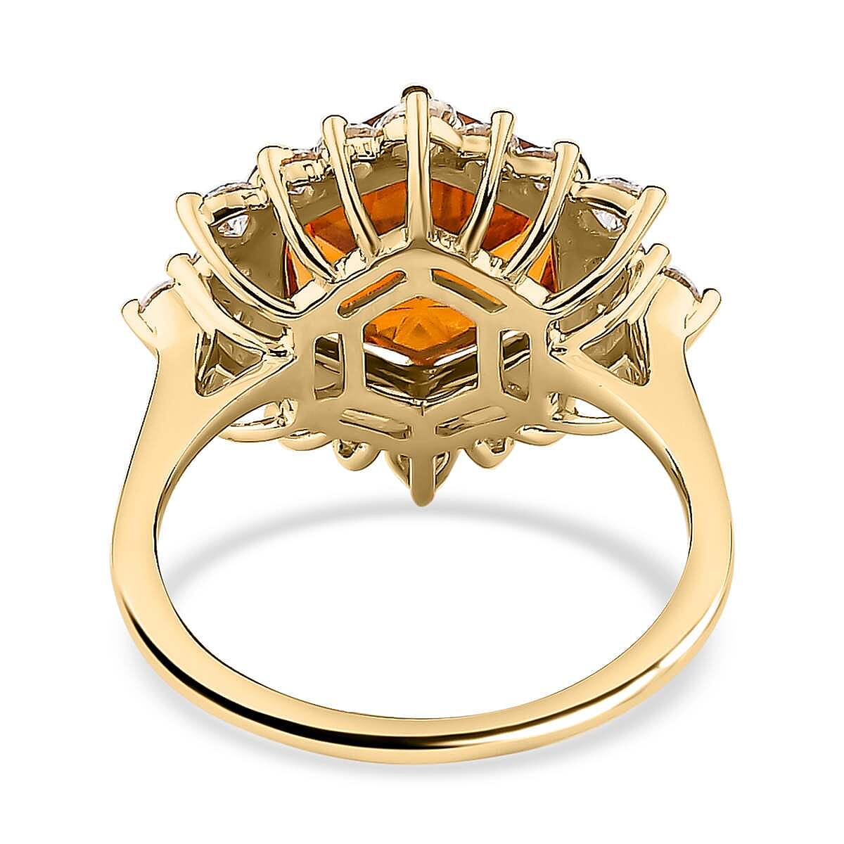 9K Yellow Gold Serra Gaucha Citrine and Moissanite Ring 3.77 Ct.