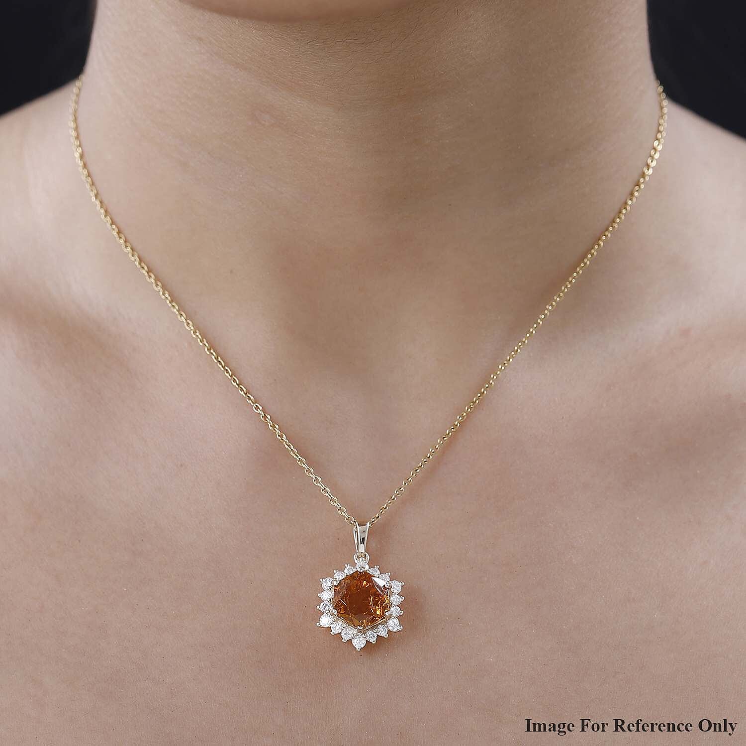 9K Yellow Gold Serra Gaucha Citrine and Moissanite Pendant 3.52 Ct.