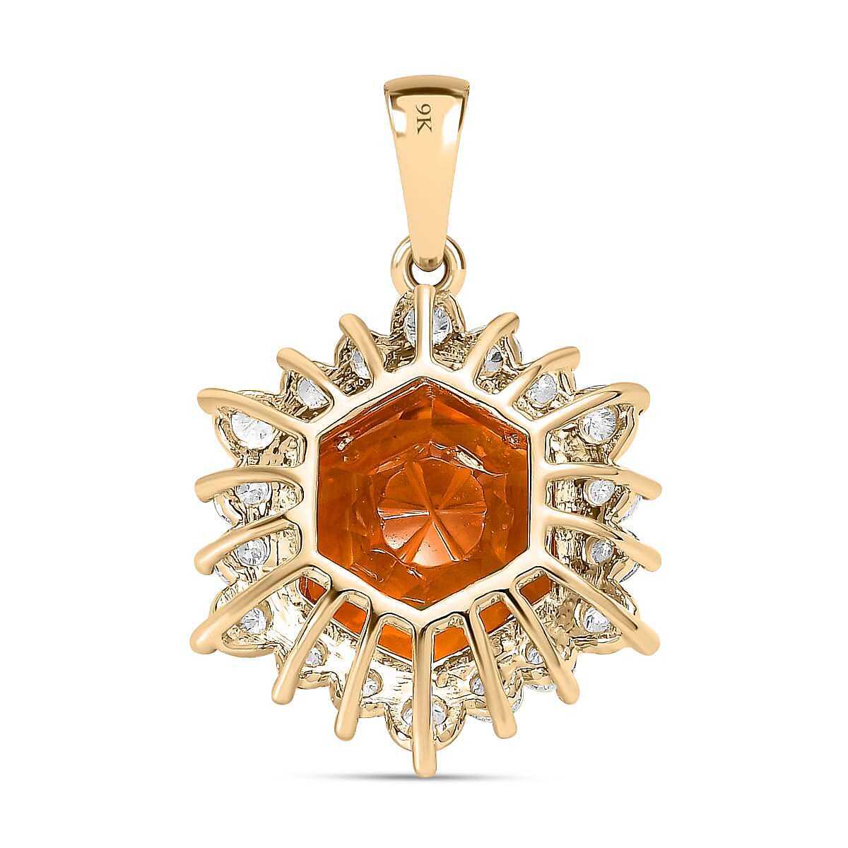 9K Yellow Gold Serra Gaucha Citrine and Moissanite Pendant 3.52 Ct.