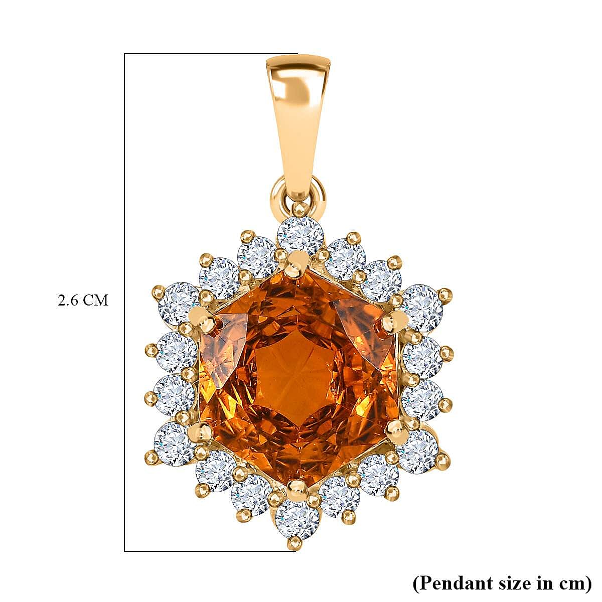 9K Yellow Gold Serra Gaucha Citrine and Moissanite Pendant 3.52 Ct.