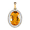 9K Yellow Gold AA Brazilian Fire Opal , White Diamond Main Stone With Side Stone Pendant 4.43 pc, Gold Wt. 1.49 Gms 4.428 Ct.