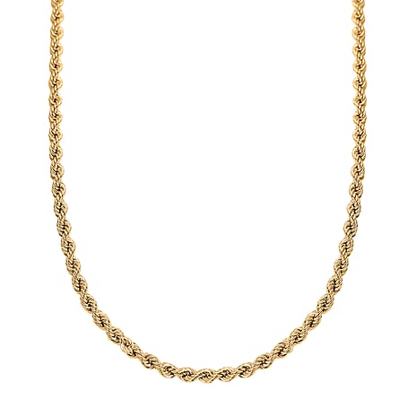 Maestro Collection - 9K Yellow Gold Diamond Cut Rope Necklace (Size 18), Gold Wt 3.19 Gms