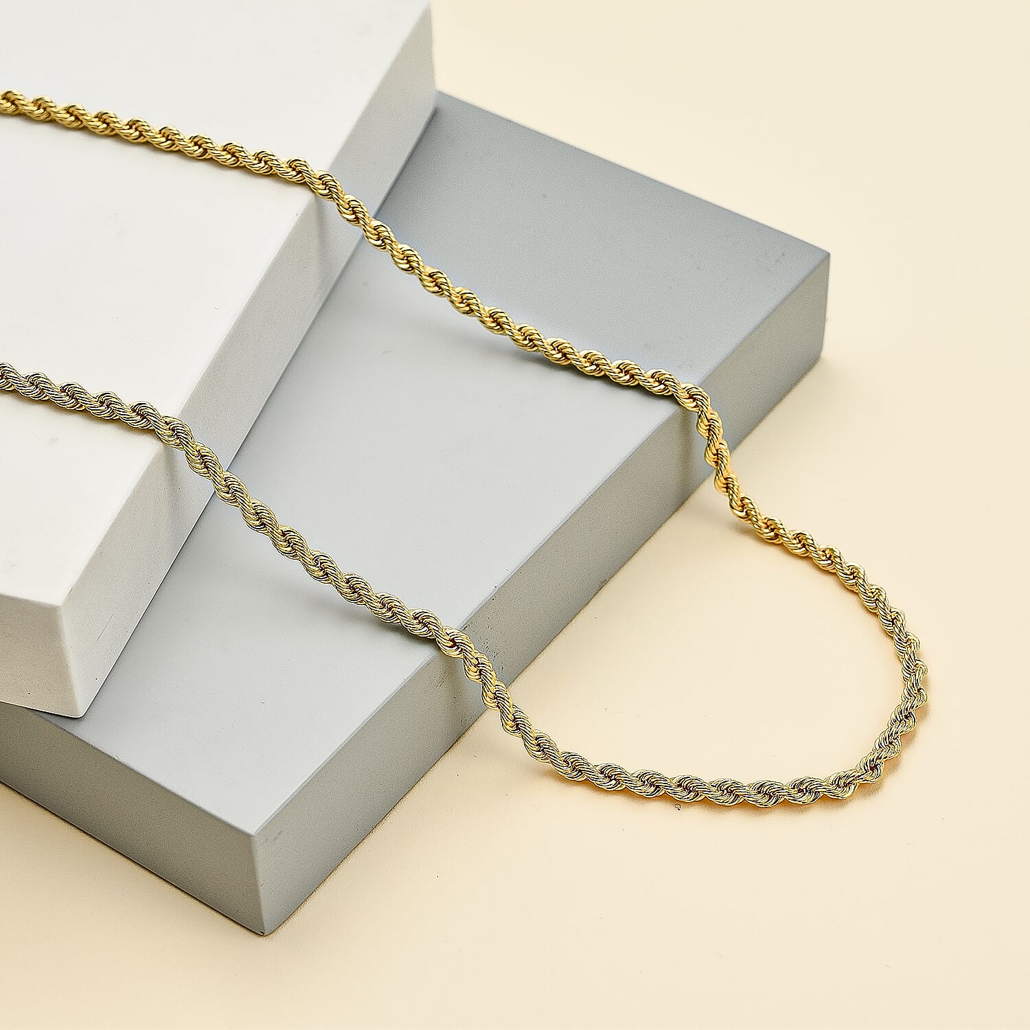 Maestro Collection - 9K Yellow Gold Diamond Cut Rope Necklace (Size 18), Gold Wt 3.19 Gms