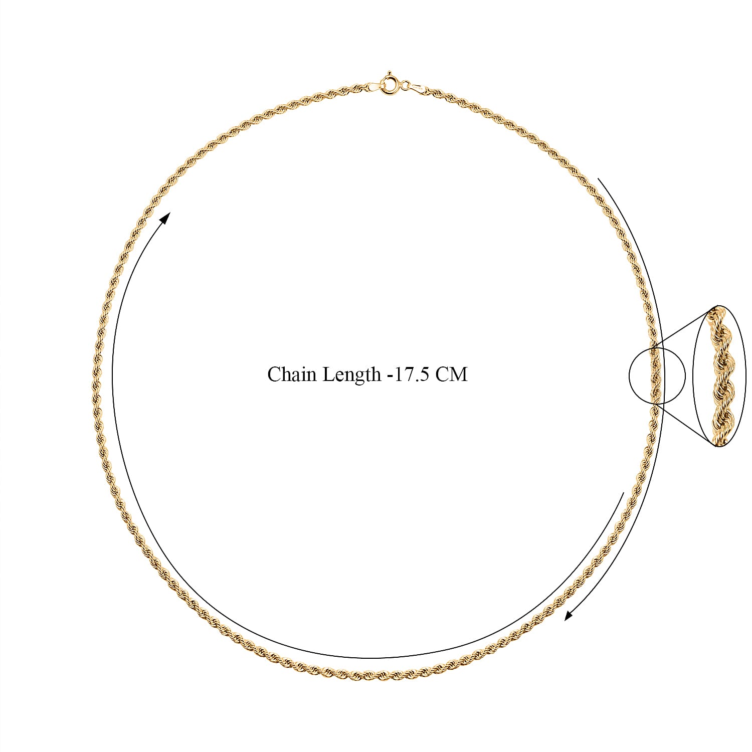 Maestro Collection - 9K Yellow Gold Diamond Cut Rope Necklace (Size 18), Gold Wt 3.19 Gms