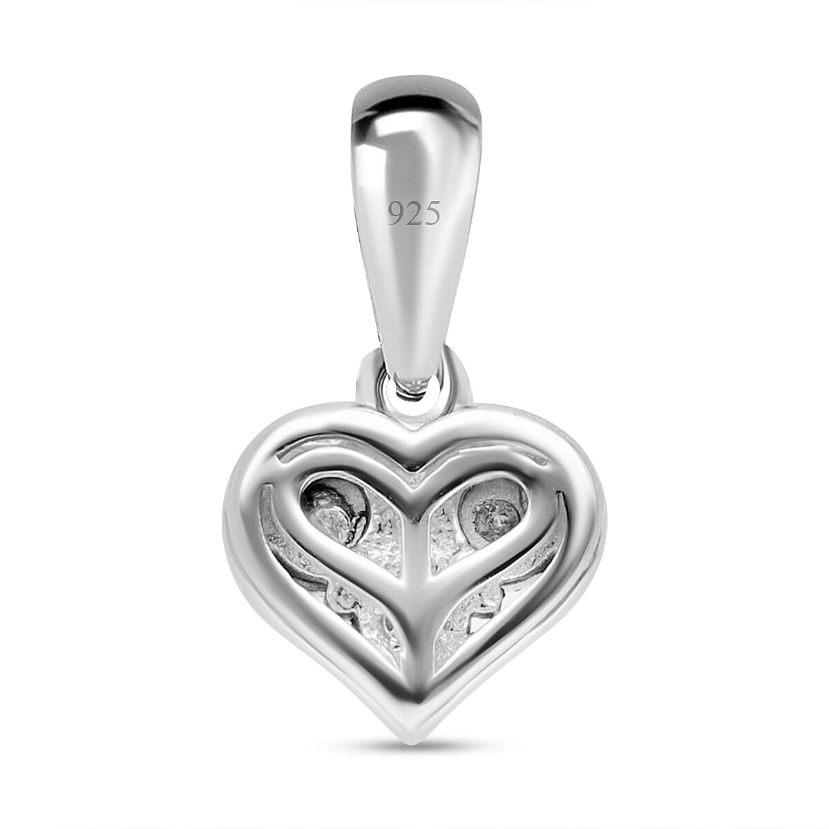 Diamond Heart Pendant in Platinum Overlay Sterling Silver.