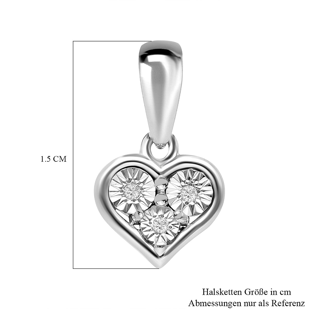 Diamond Heart Pendant in Platinum Overlay Sterling Silver.