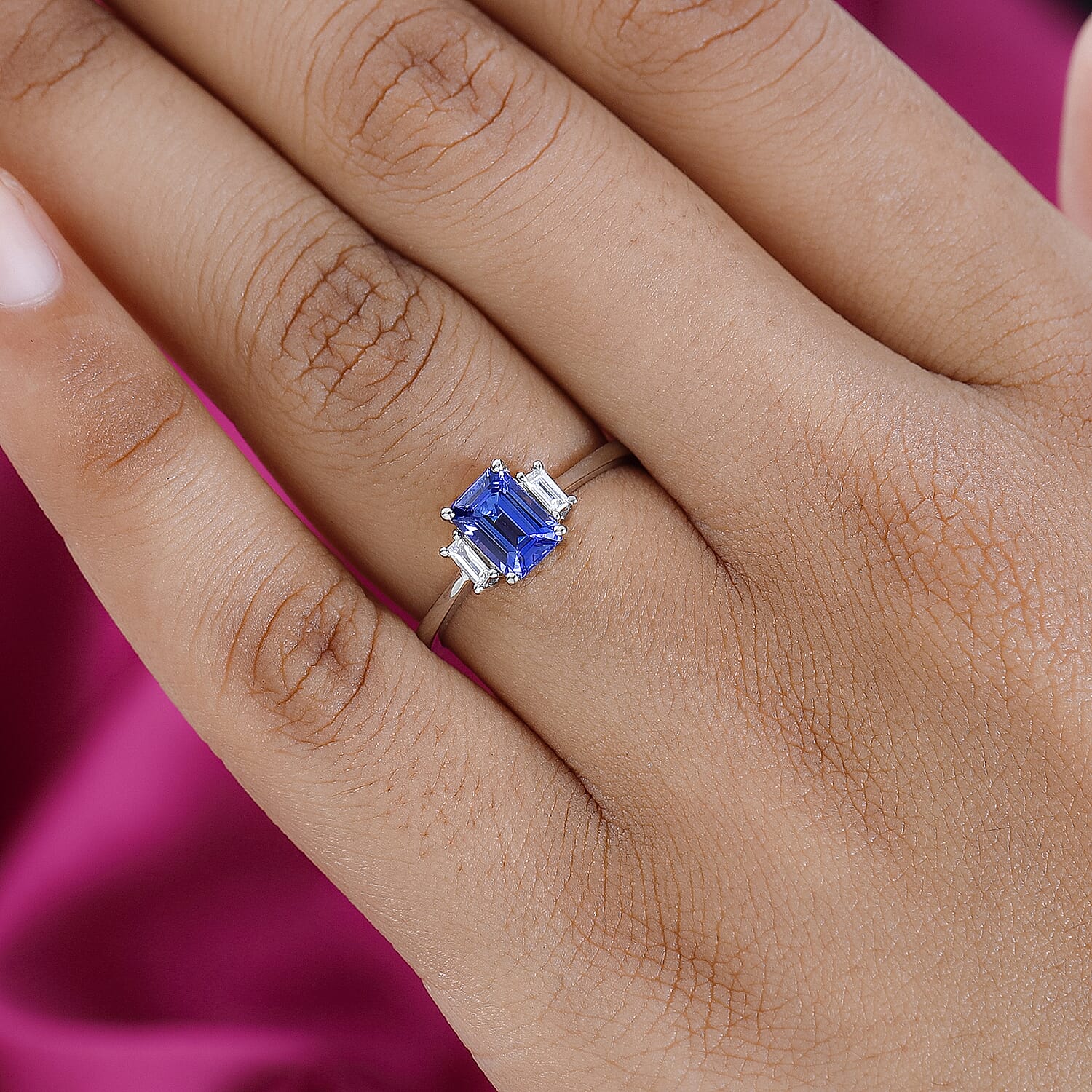 950 Platinum AAAA Tanzanite & Diamond (VS-E-F) Ring 1.22 Ct.
