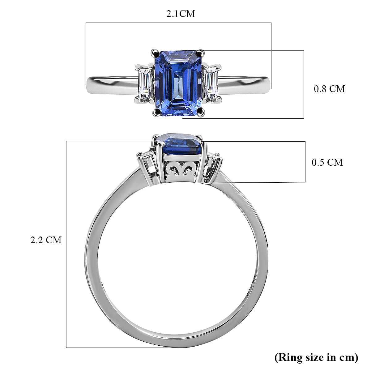 950 Platinum AAAA Tanzanite & Diamond (VS-E-F) Ring 1.22 Ct.