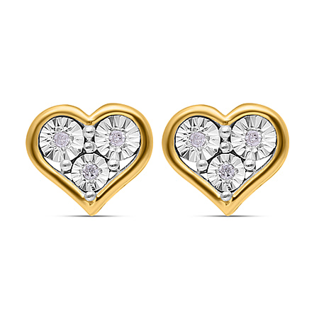Diamond Stud Earrings in Yellow Gold Vermeil Plated Sterling Silver.