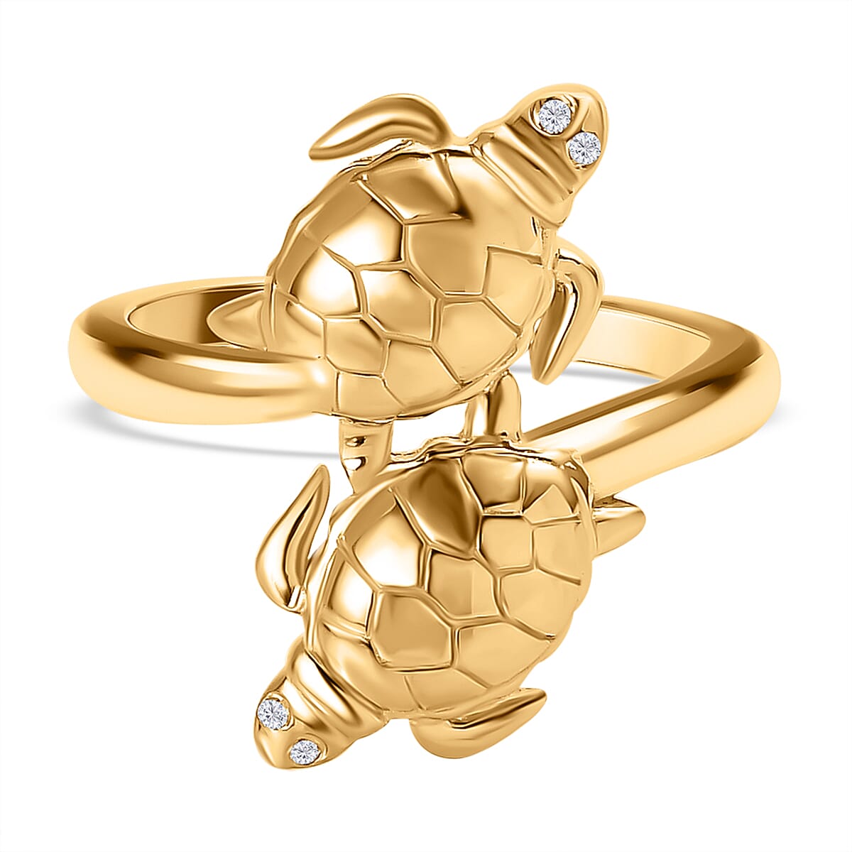 GP Sea Life Collection - Natural Zircon Tortoise Ring in 18K Yellow Gold Vermeil Plated Sterling Silver