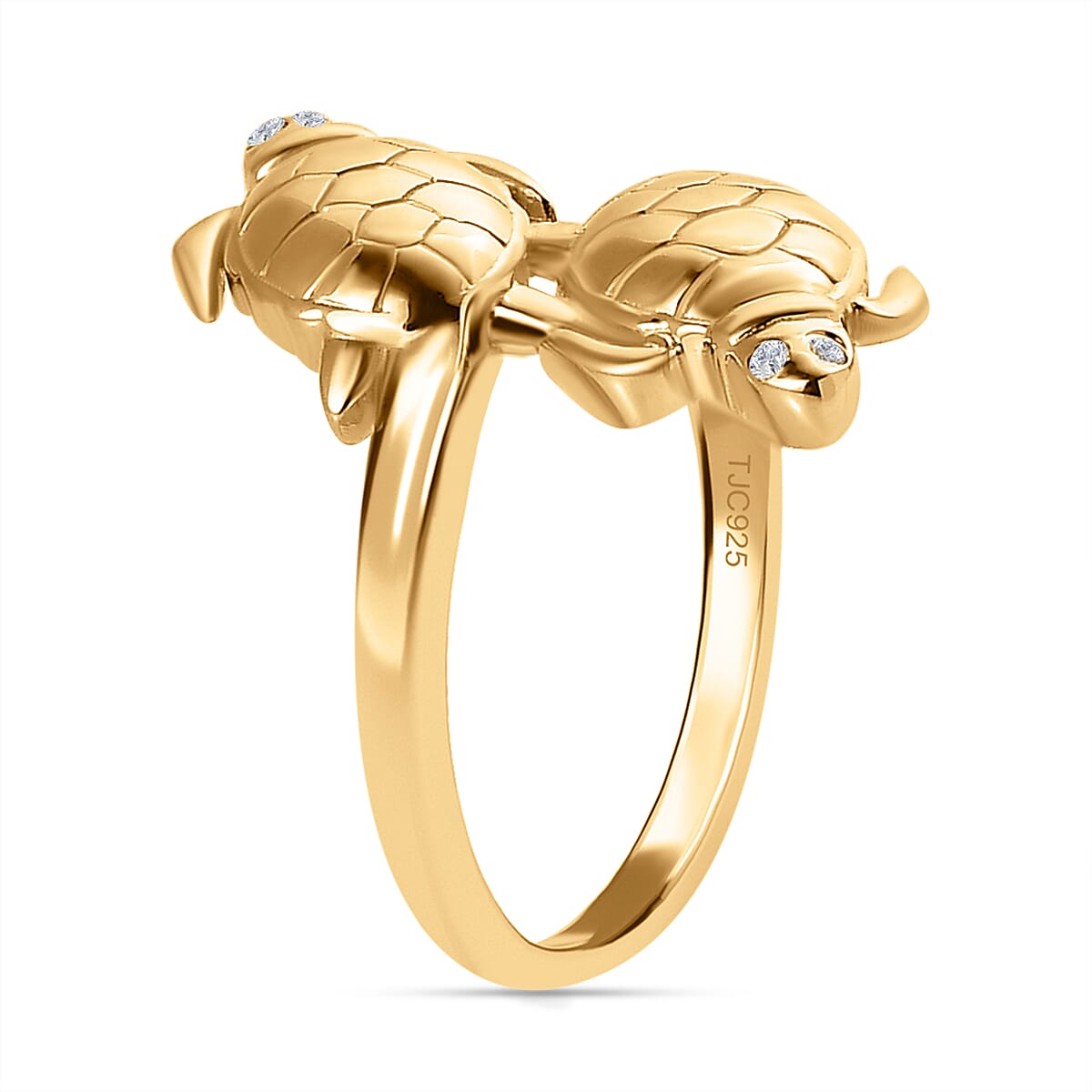 GP Sea Life Collection - Natural Zircon Tortoise Ring in 18K Yellow Gold Vermeil Plated Sterling Silver