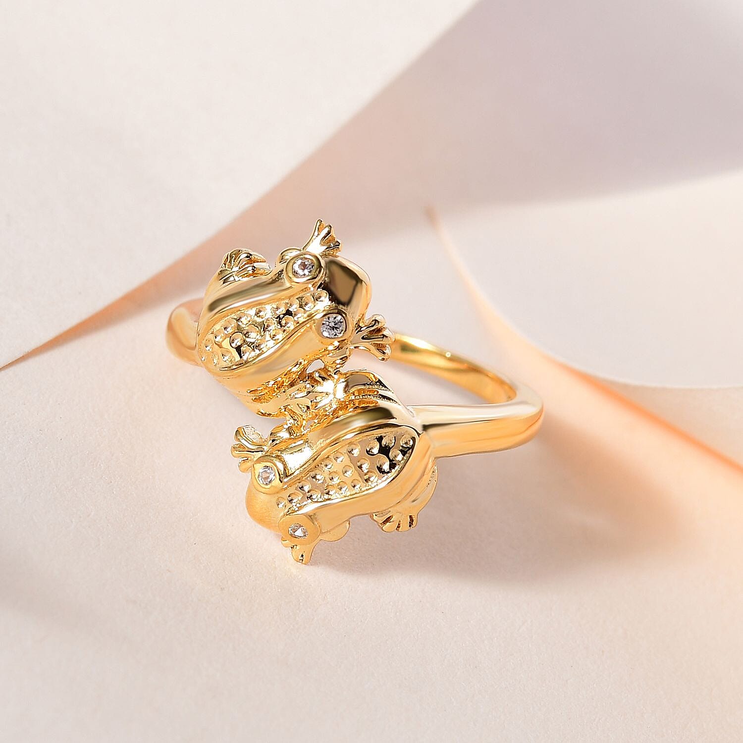 GP Sea Life Collection - Natural Zircon Frog Ring in 18K Yellow Gold Vermeil Plated Sterling Silver