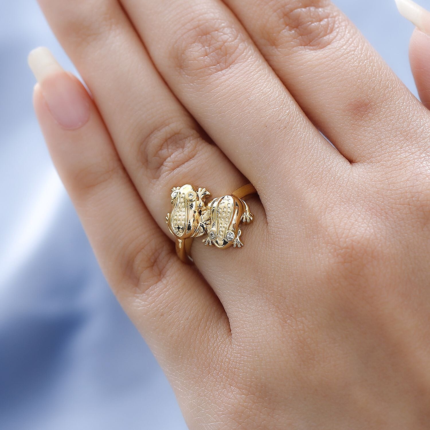 GP Sea Life Collection - Natural Zircon Frog Ring in 18K Yellow Gold Vermeil Plated Sterling Silver