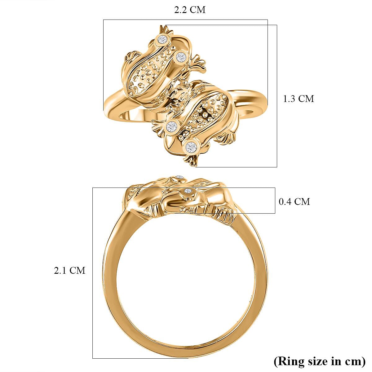 GP Sea Life Collection - Natural Zircon Frog Ring in 18K Yellow Gold Vermeil Plated Sterling Silver