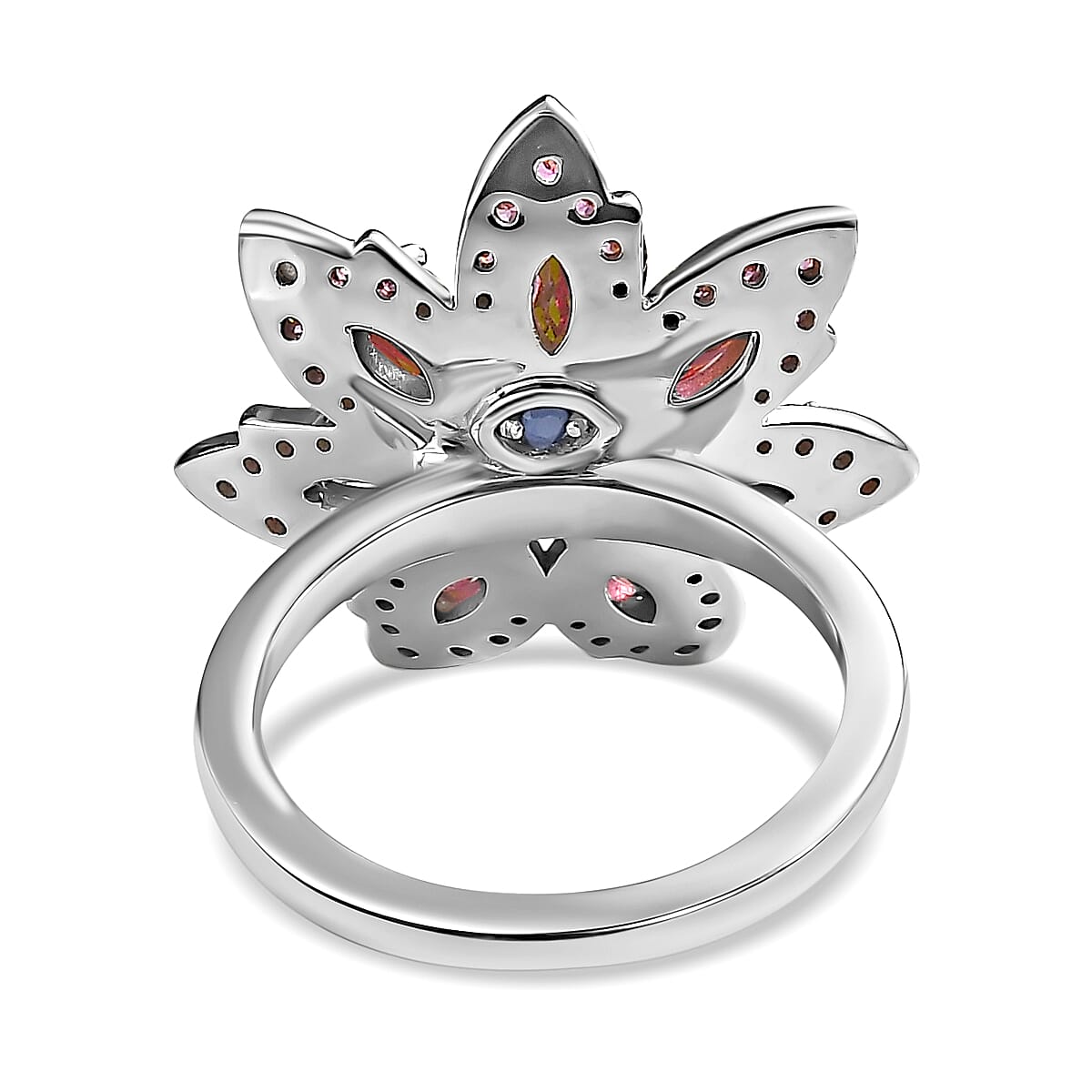 GP Italian Garden Collection - Natural Chrome Diopside & Multi Gemstone Floral Ring in 18K Yellow Gold Vermeil Plated Sterling Silver 3.09 Ct