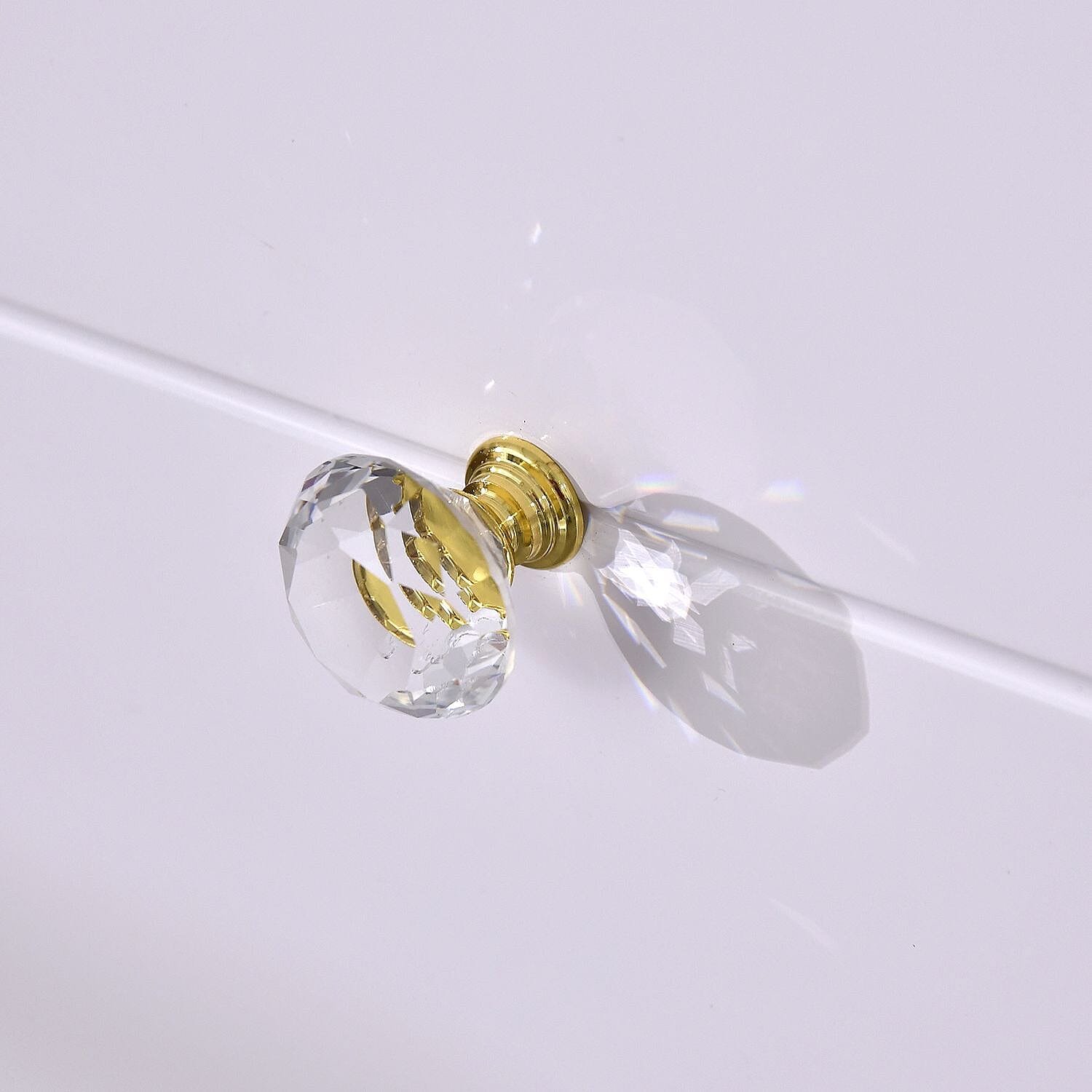 Set of 12 Pcs Crystal Diamond Knobs with 36 Pcs Different Gauge Screws - Gold