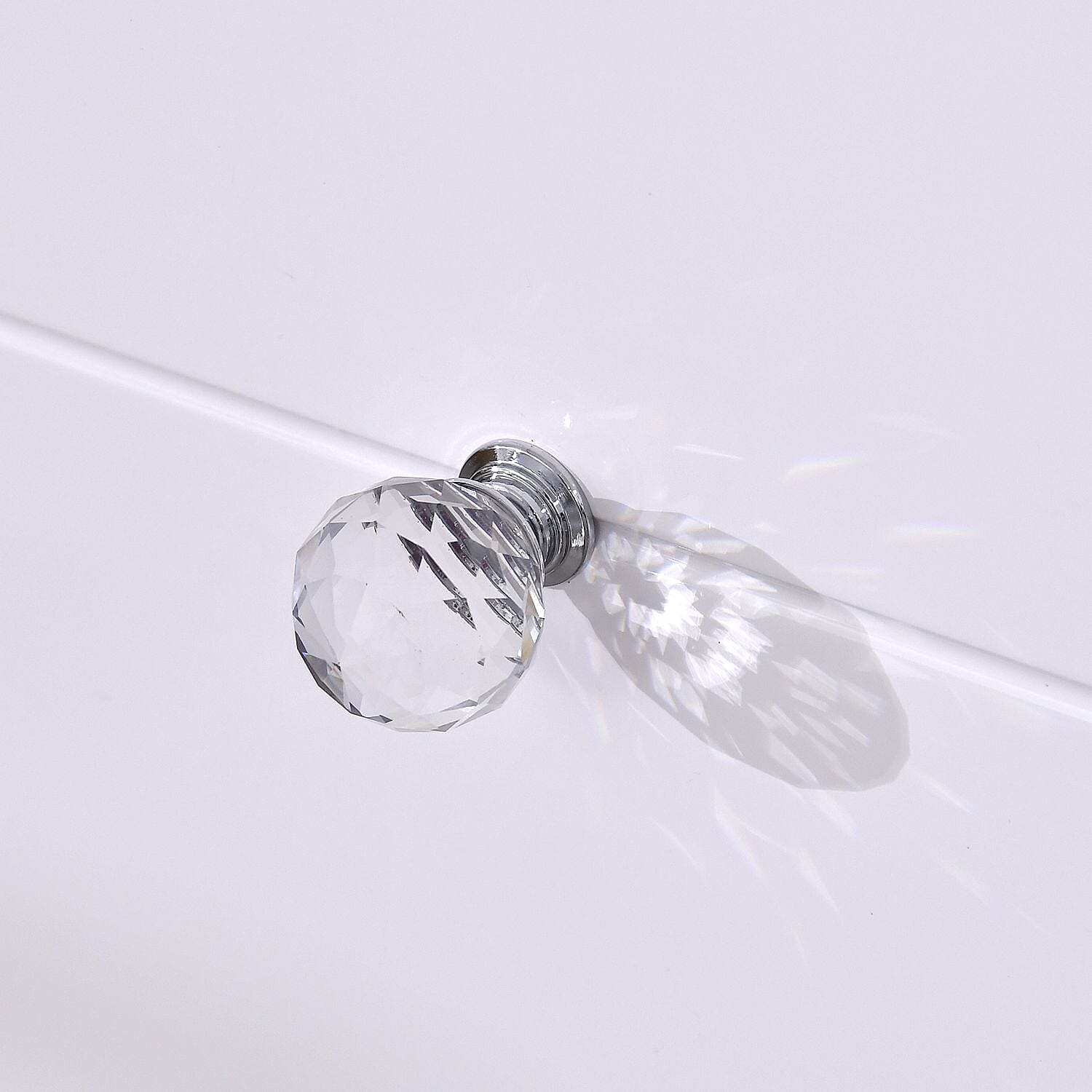 Set of 12 Pcs Crystal Round Knobs with 36 Pcs Different Gauge Screws - Silver