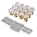 Set of 12 Pcs Crystal Diamond Knobs with 36 Pcs Different Gauge Screws - Gold