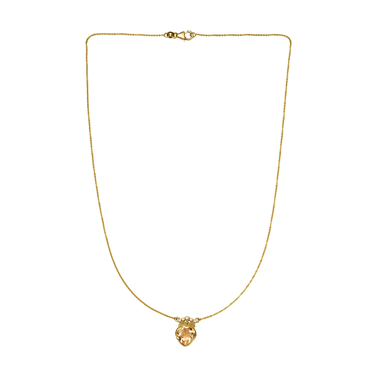 Citrine and Natural Zircon Heart Necklace (Size - 20) in 14K Gold Overlay Sterling Silver 3.23 Ct