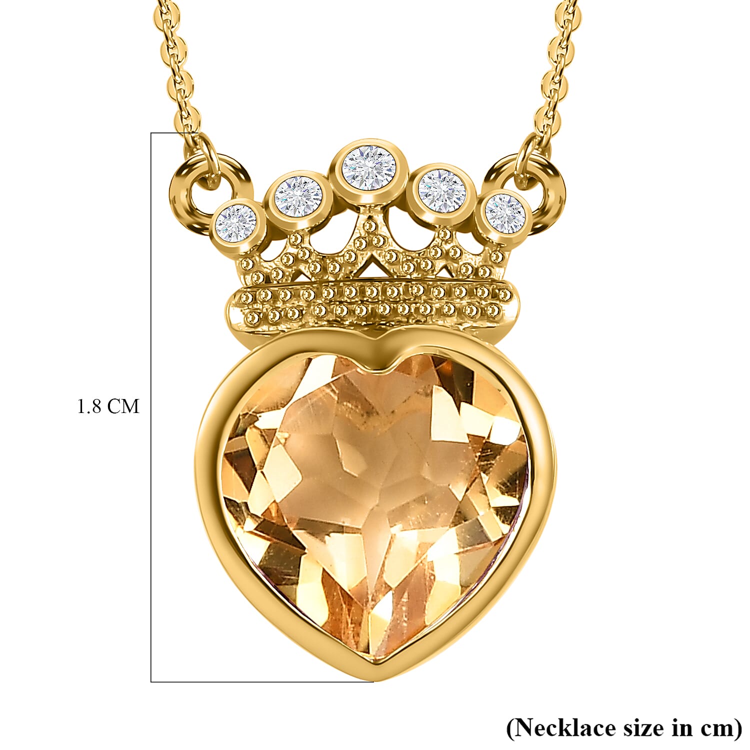 Citrine and Natural Zircon Heart Necklace (Size - 20) in 14K Gold Overlay Sterling Silver 3.23 Ct