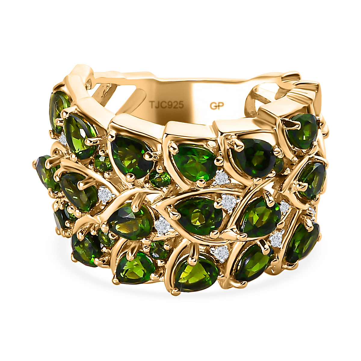 GP Leaf Collection - Natural Chrome Diopside & Natural Zircon Ring