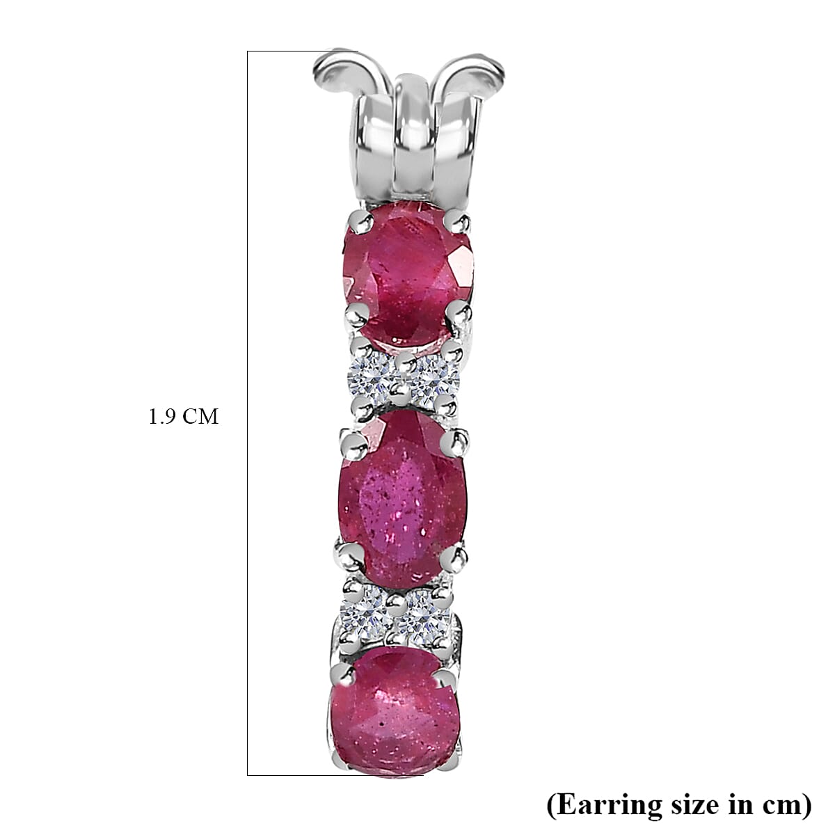 Ruby (FF) and Natural Zircon Hoop Earrings in Sterling Silver 1.40 Ct