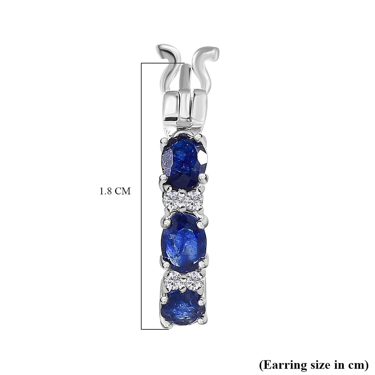 Blue Sapphire and Natural Zircon Hoop Earrings in Sterling Silver 1.74 Ct.