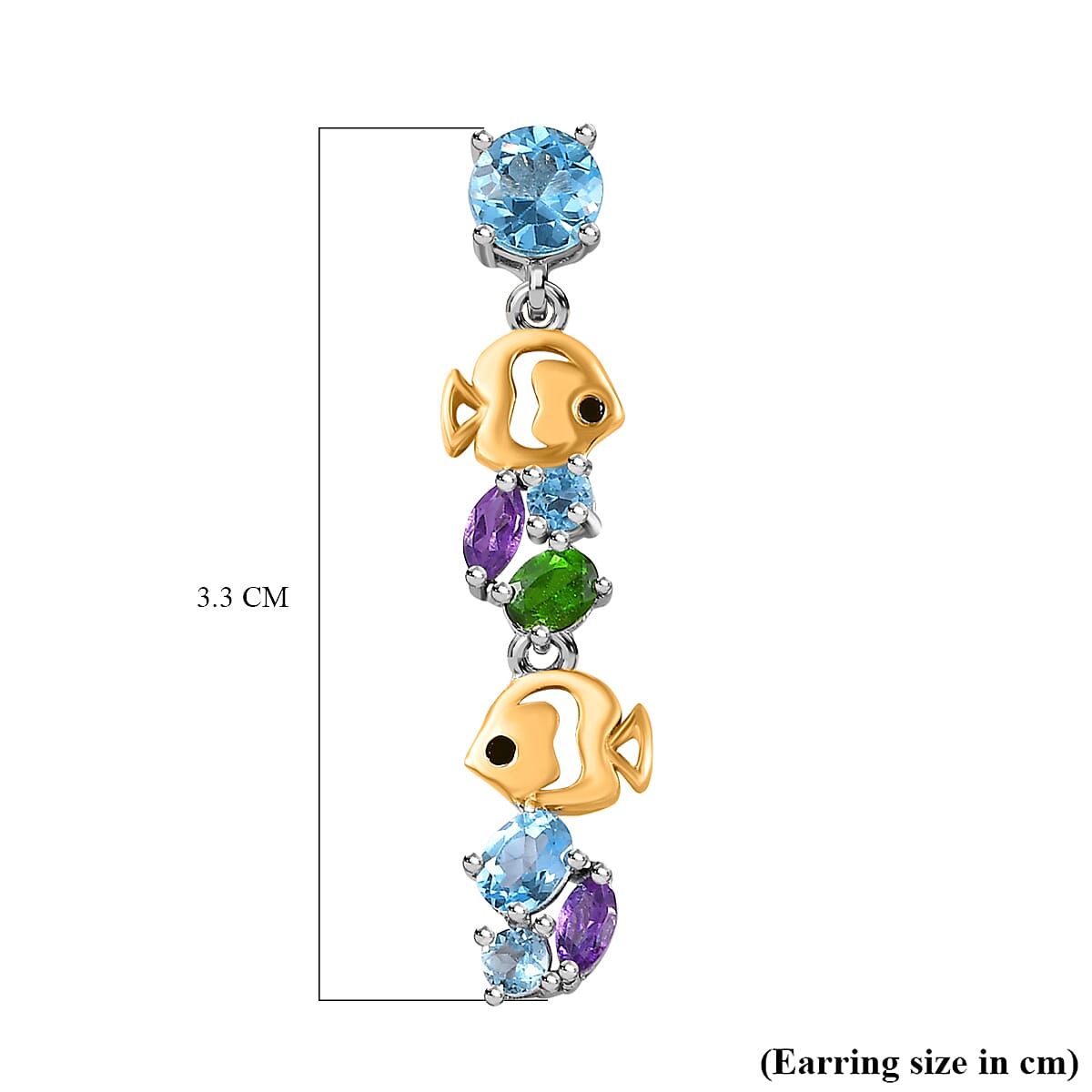 GP Sea Life Collection - Amethyst & Multi Gemstone Dangle Earrings in Sterling Silver 2.82 Ct.