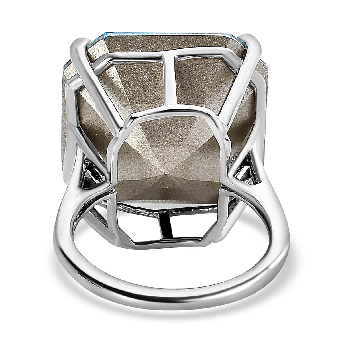 Aquamarine Crystal Solitaire Ring in Platinum Overlay Sterling Silver 25.37 Ct