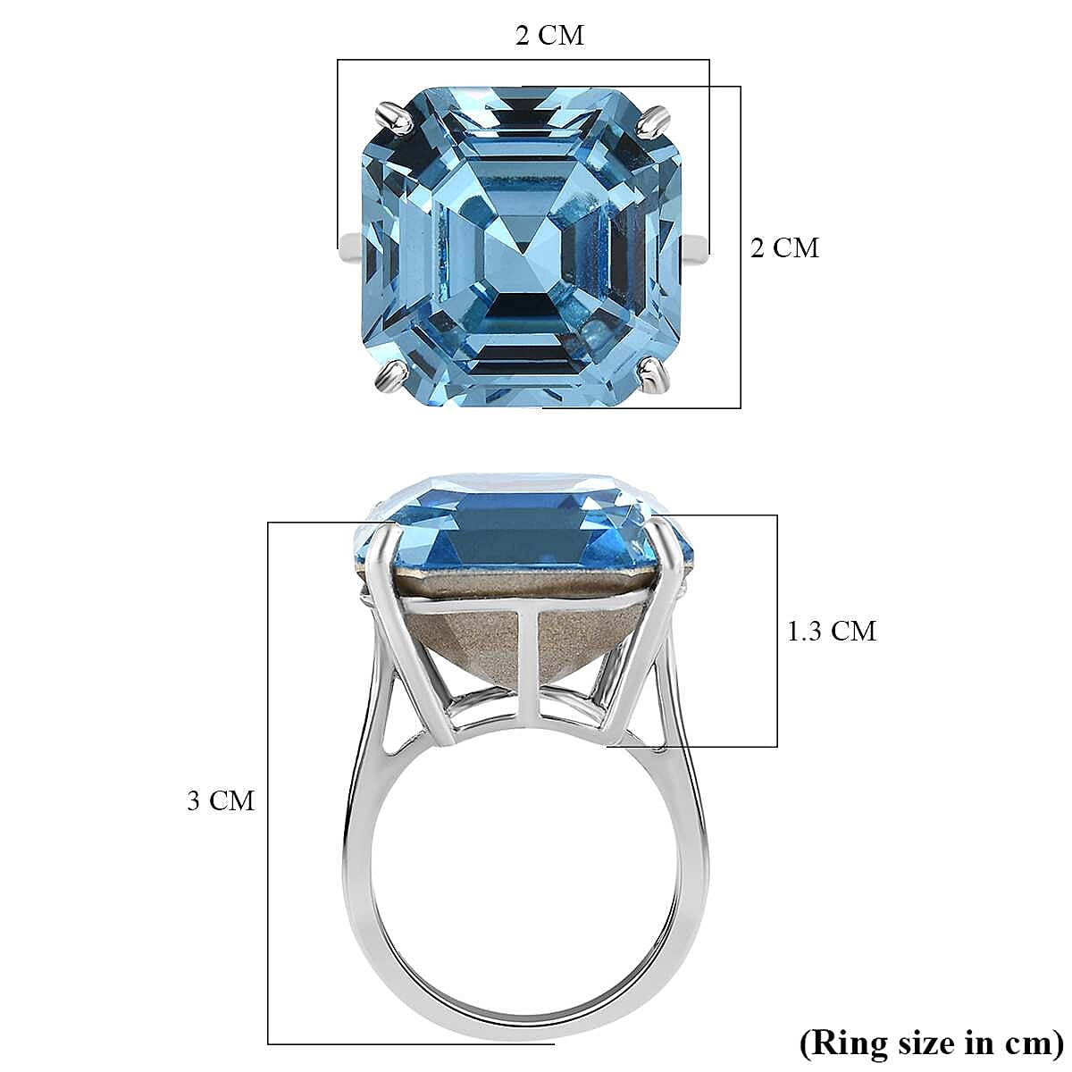Aquamarine Crystal Solitaire Ring in Platinum Overlay Sterling Silver 25.37 Ct