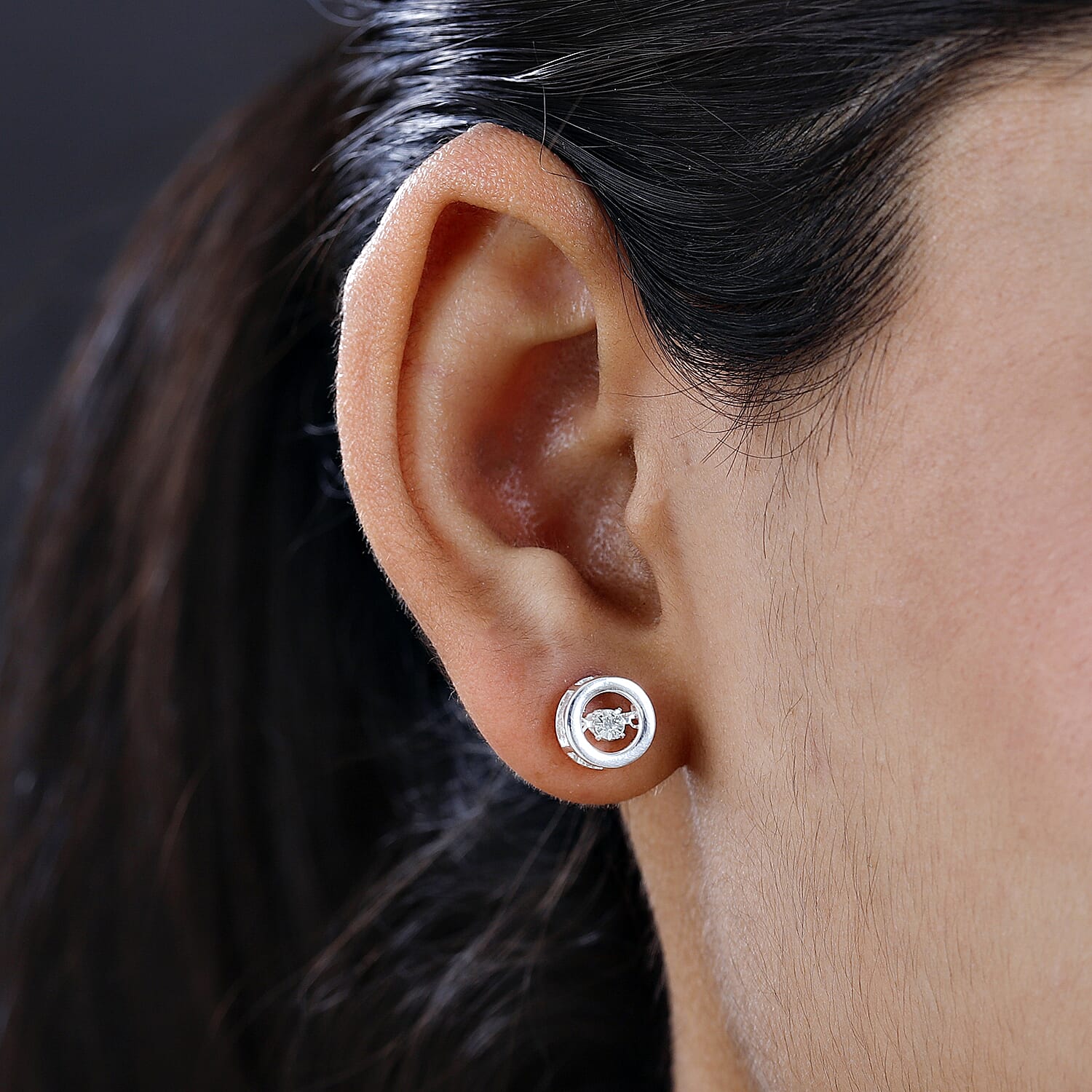 Dancing Diamond Solitaire Earrings in Sterling Silver