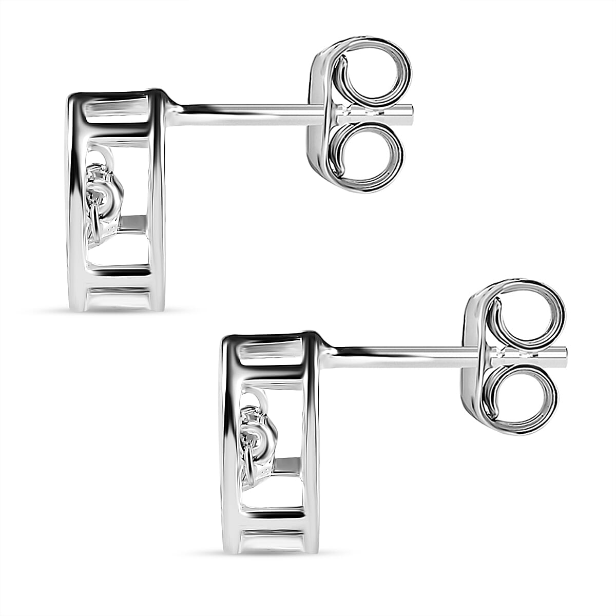 Dancing Diamond Solitaire Earrings in Sterling Silver