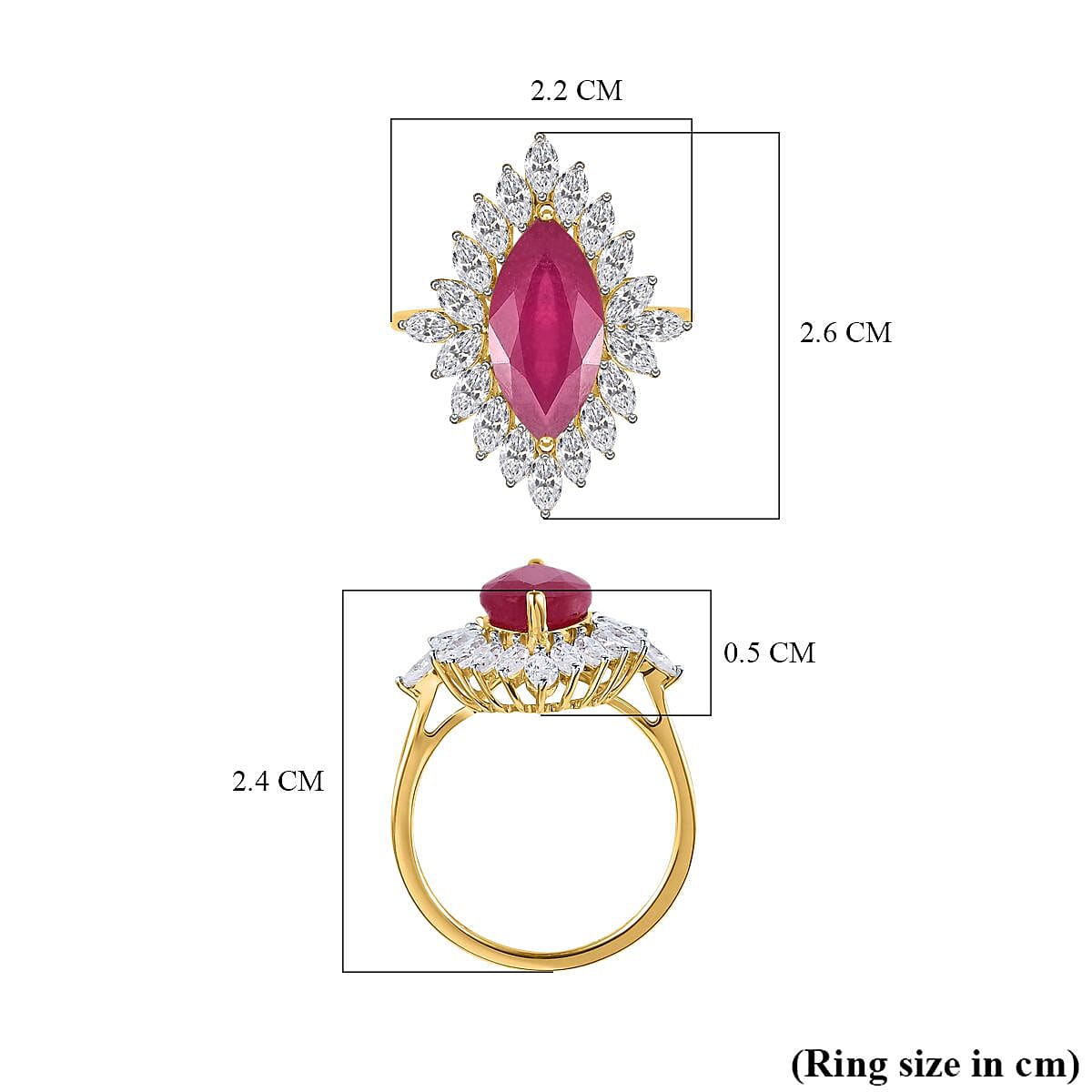 9K Yellow Gold African Ruby & Moissanite Ring 5.58 Ct.