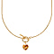 Citrine Heart Charms Necklace (Size - 20) With T-Bar Clasp in 14K Gold Overlay Sterling Silver 1.60 Ct