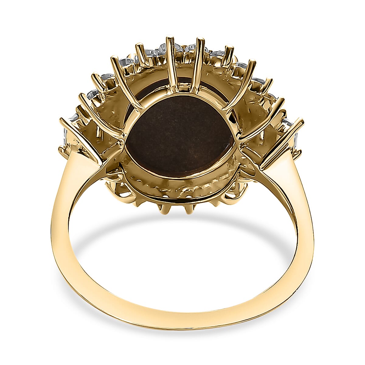 9K Yellow Gold Ammolite and Moissanite Ring 4.04 Ct