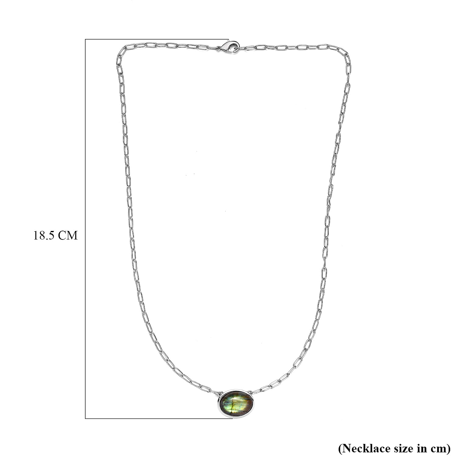 Labradorite Necklace (Size - 20) in Platinum Overlay Sterling Silver 9.23 Ct, Silver Wt. 6.47 Gms