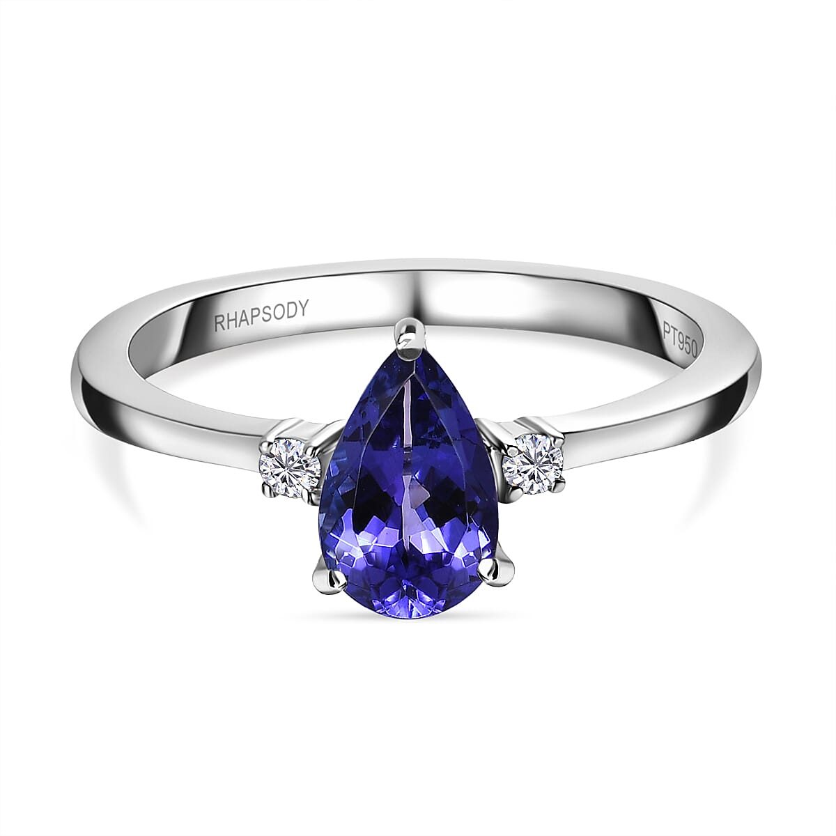 RHAPSODY 950 Platinum AAAA Tanzanite & Diamond (VS-E-F) Ring 1.00 Ct.