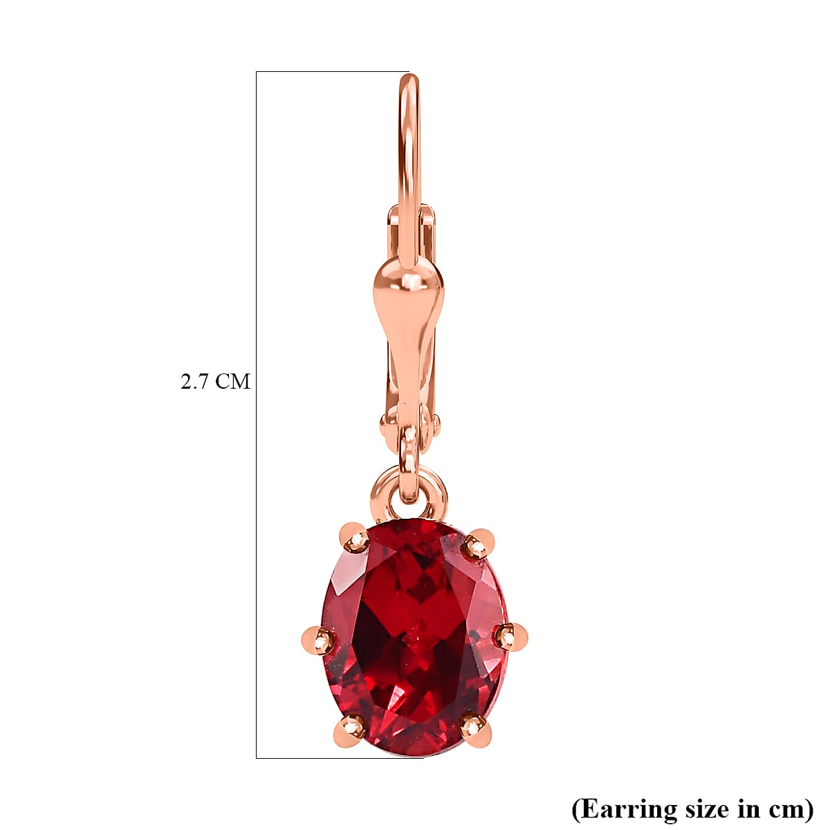 Lab Created Padparadscha Sapphire Dangle Earrings in Vermeil Rose Gold Plated Sterling Silver 5.42 Ct