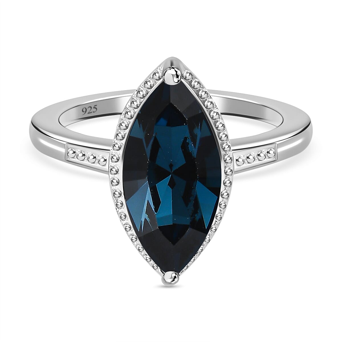 Montana Austrian Crystal Solitaire Ring Sterling Silver