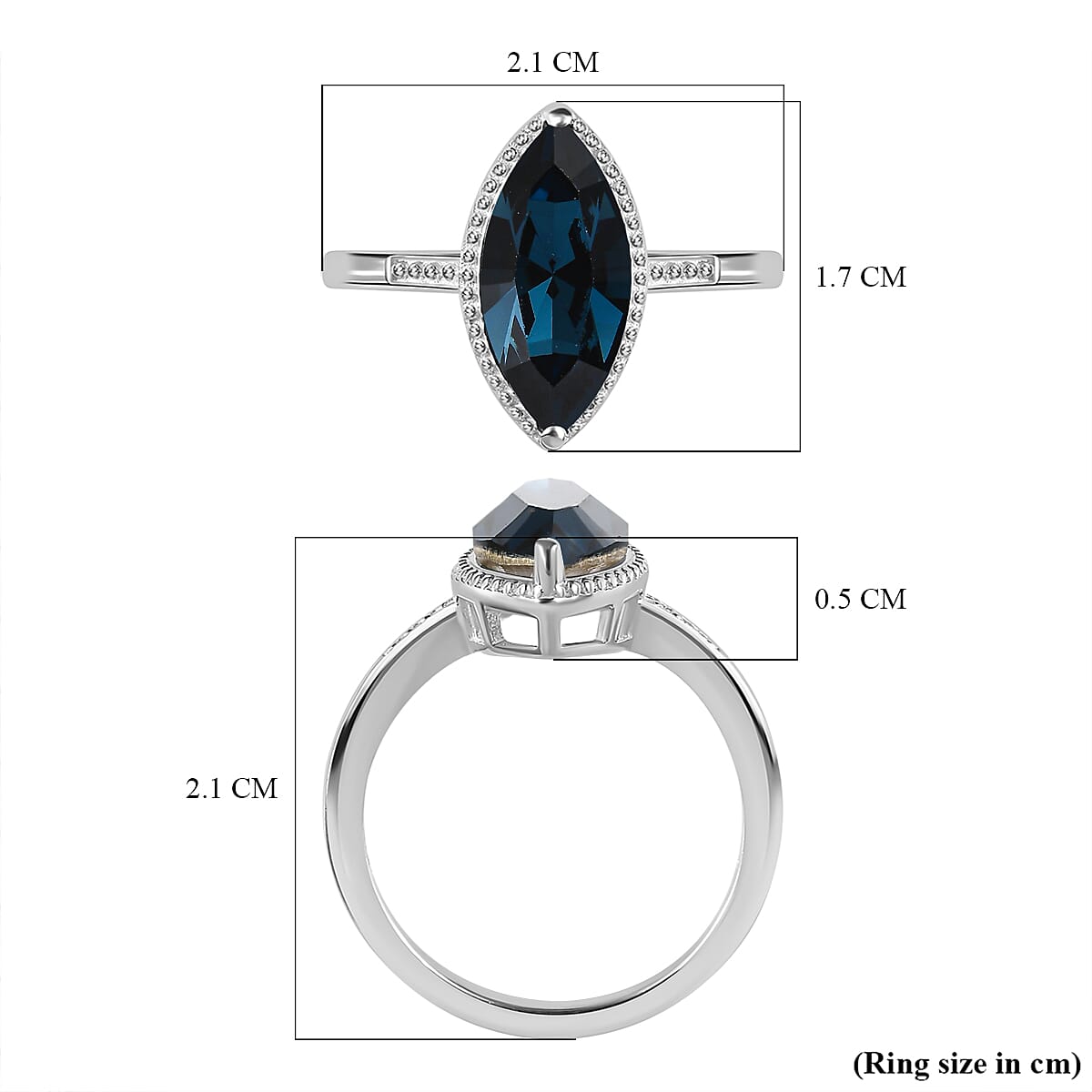 Montana Austrian Crystal Solitaire Ring Sterling Silver