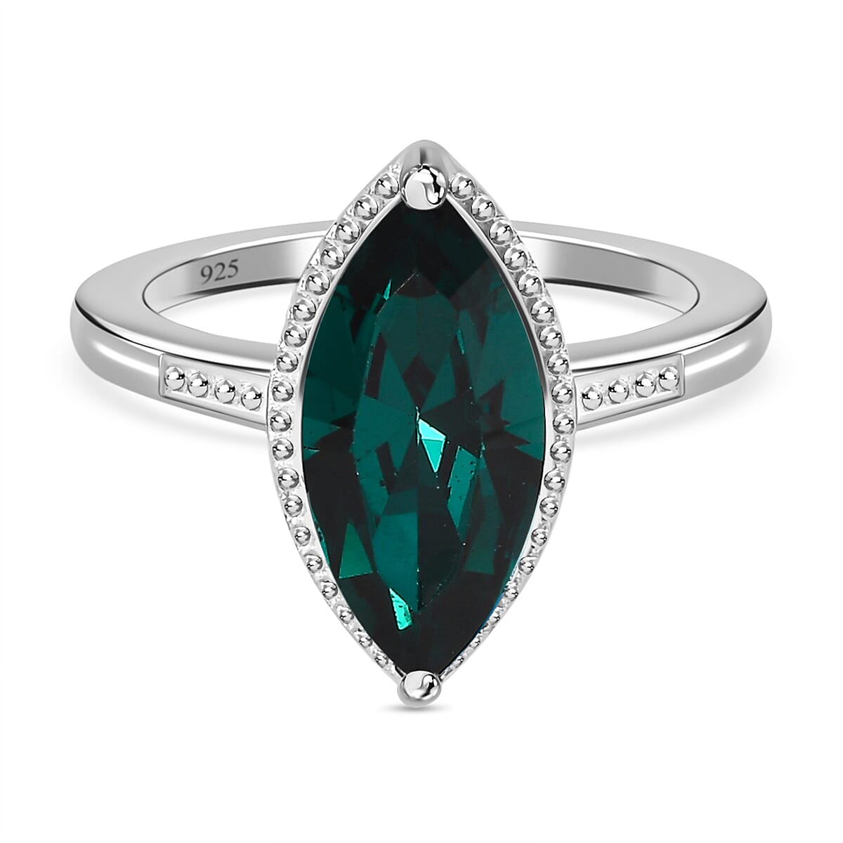 Emerald Austrian Crystal Ring in Sterling Silver