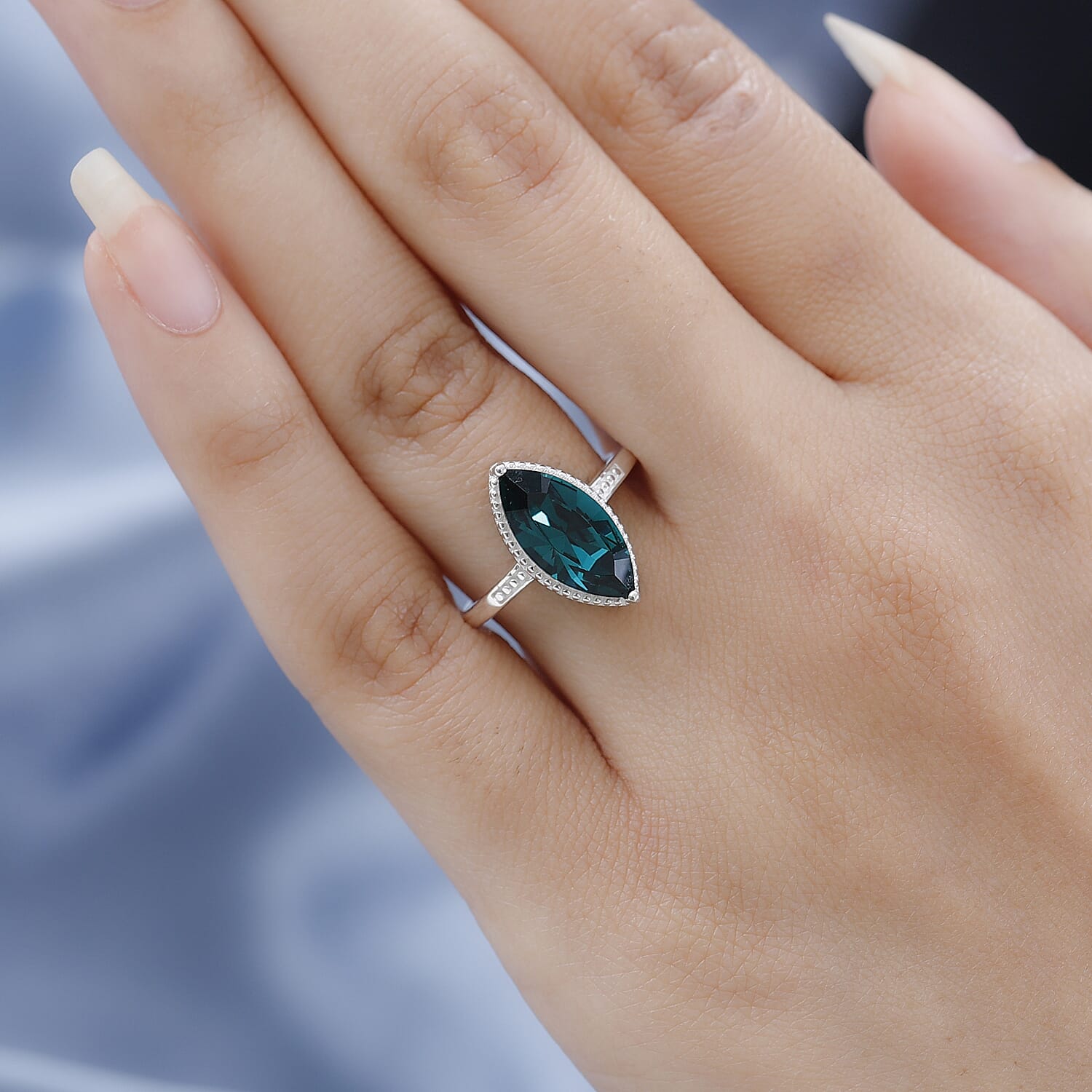 Emerald Austrian Crystal Ring in Sterling Silver